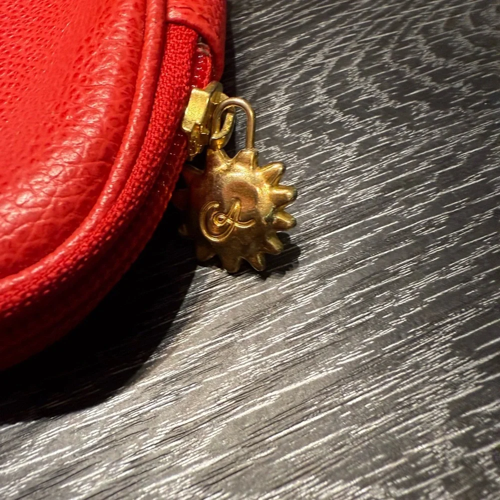 Christian Lacroix Red Cosmetic Bag with Gold Accents